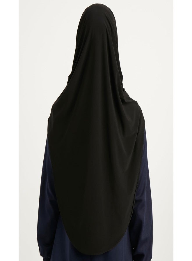 Modefa Instant Hijab | Turkish Islamic Practical Easy Simple Ready Headscarf for Prayer | Premium One Piece Lycra Long Hijab (Black) - Image 5